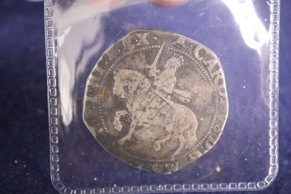A Charles I half crown and two other coins